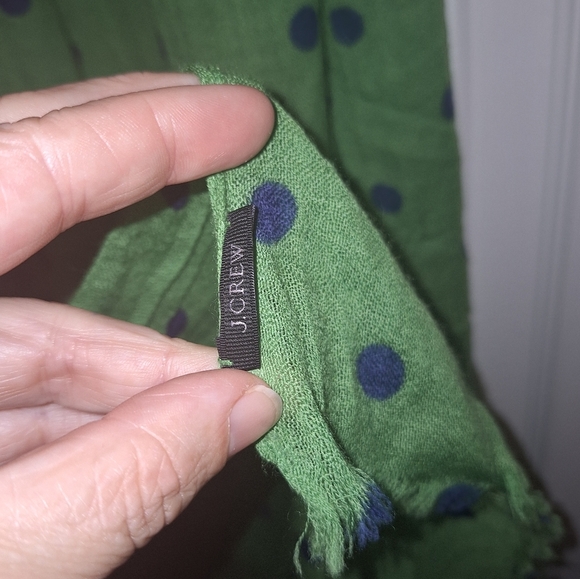 J. Crew Green and Navy Polka Dot Scarf - Picture 4 of 4